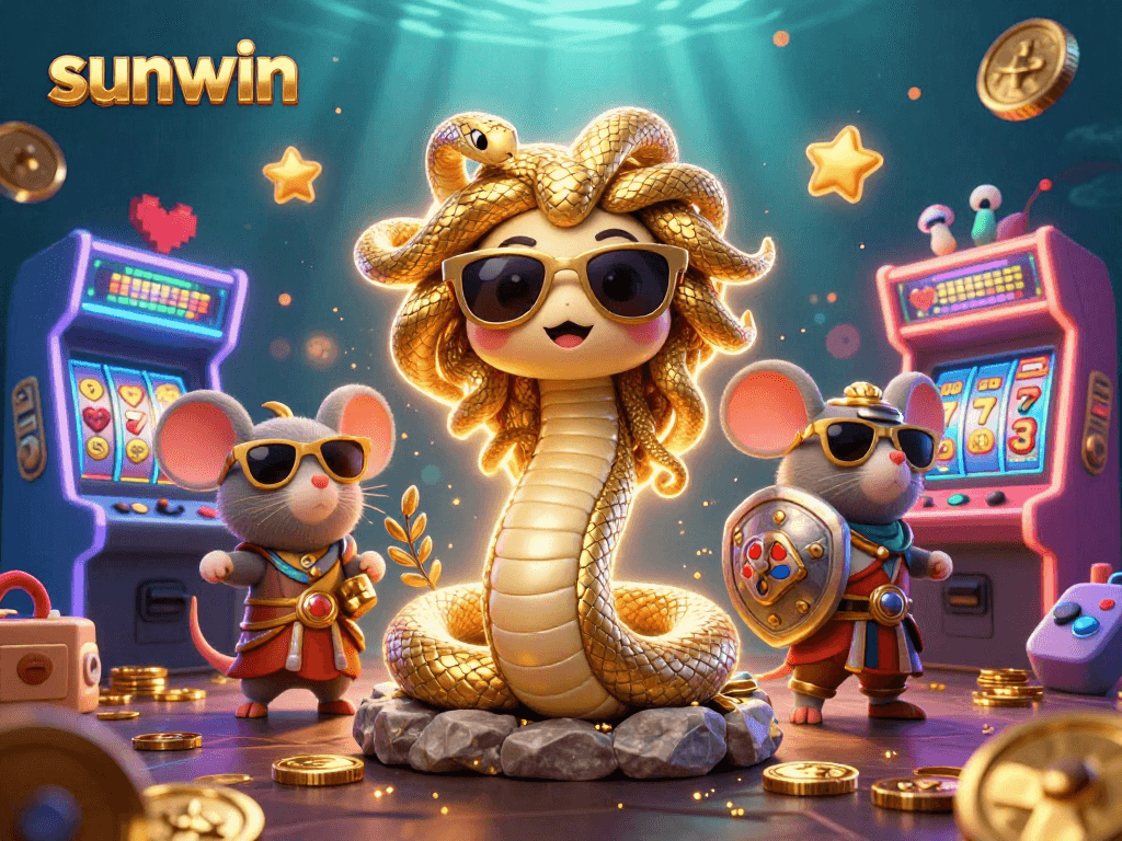 Engage in exciting gameplay with sunwin at a vibrant casino filled with colorful arcade and slot elements.