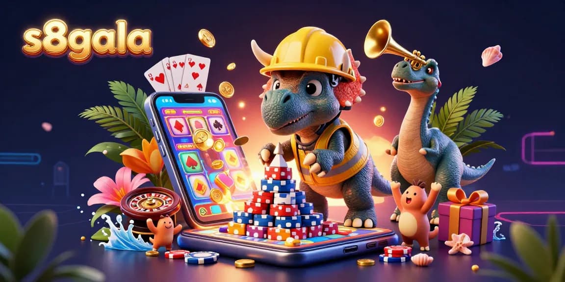 Experience vibrant gameplay at s8gala with a thrilling dinosaur-themed casino scene.