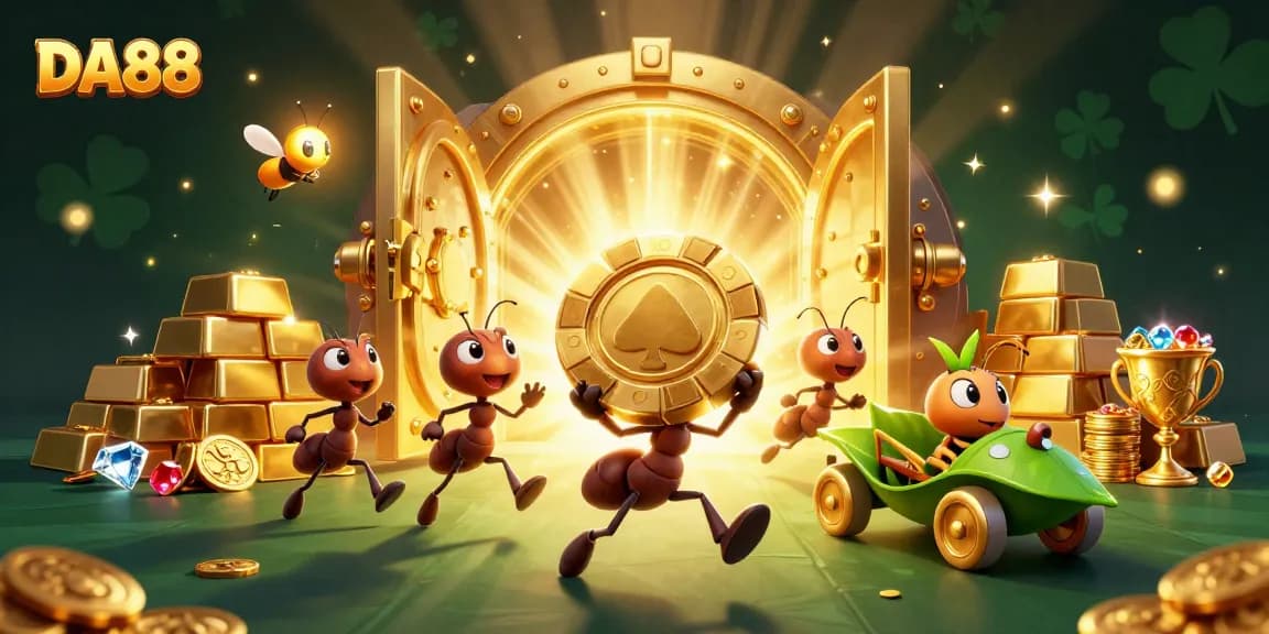 Mobilize your winnings with DA88 while quirky ants and a grasshopper part-take in a casino heist.