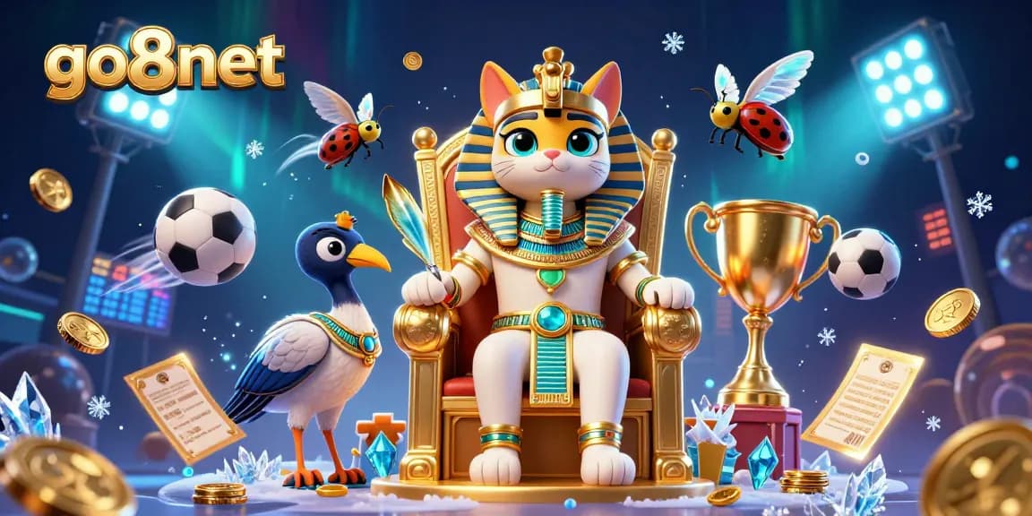 Join the excitement at go8net with this engaging 3D illustration of Egyptian-themed characters celebrating dynamic sports betting.