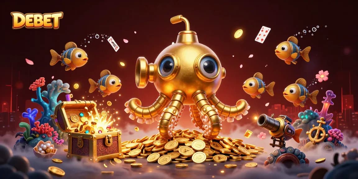 Engage with DEBET’s thrilling underwater adventure filled with mechanical fish and treasure.