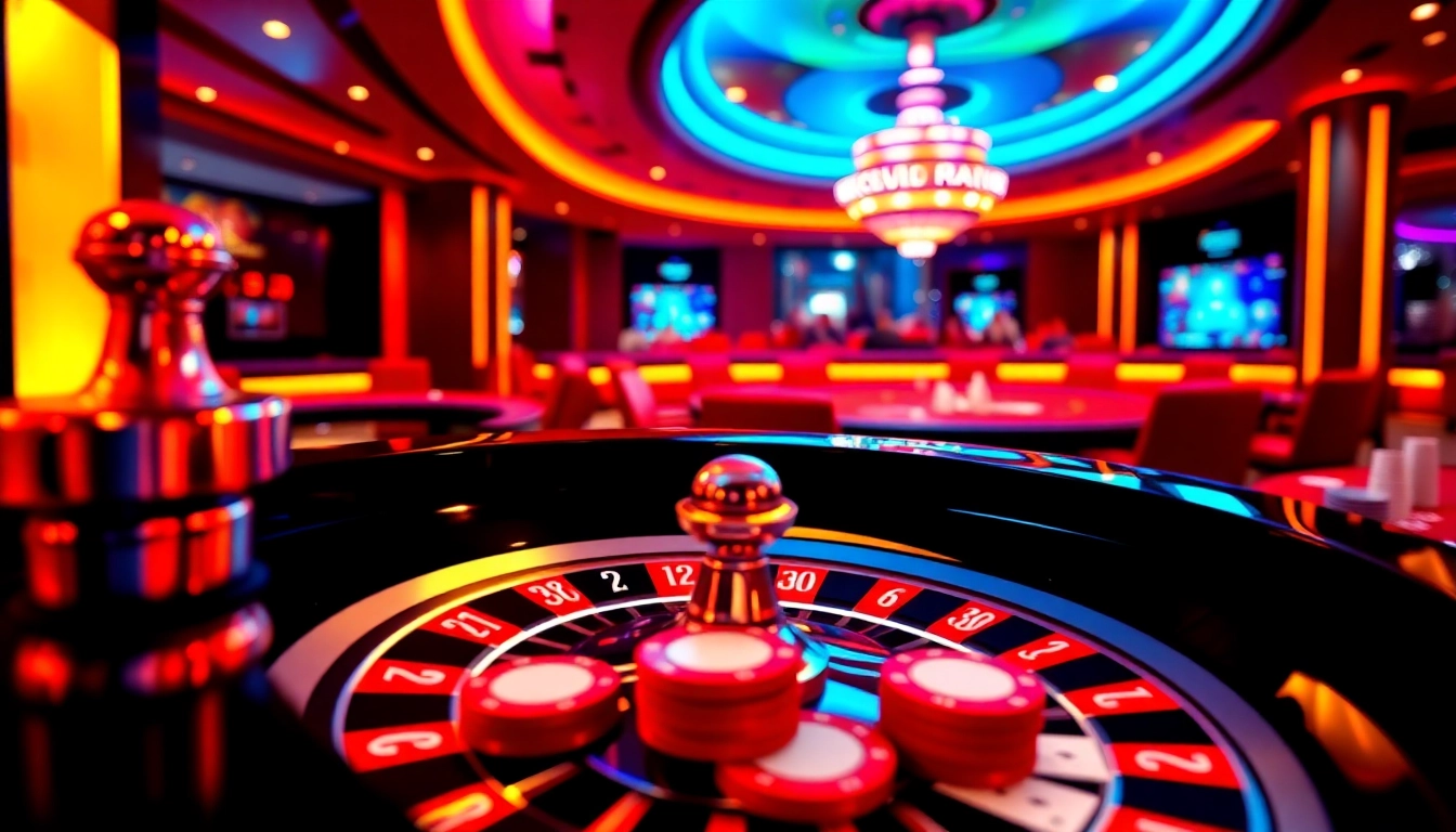 Excited players engaging with Hitclub's vibrant casino games, showcasing poker chips and roulette.