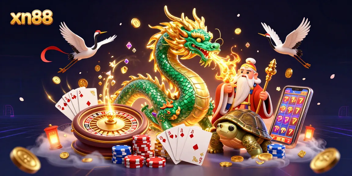 Experience thrilling gameplay at xn88 with dazzling dragons, vibrant casino elements, and enchanting scenery.