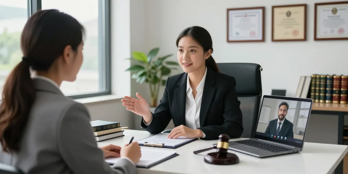 Engaging legal consultation scene showcasing a lawyer assisting a client during this post.