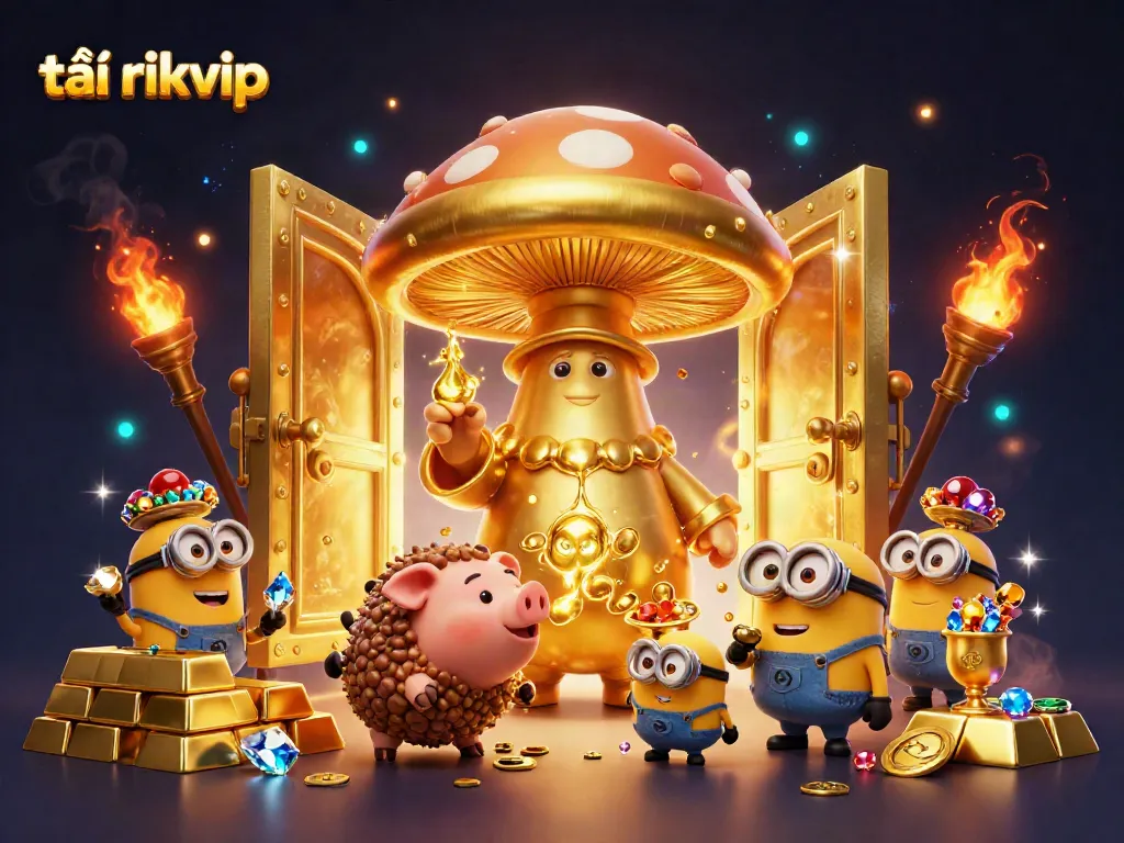 Engage in thrilling gameplay at tải rikvip with golden treasures and vibrant casino elements.