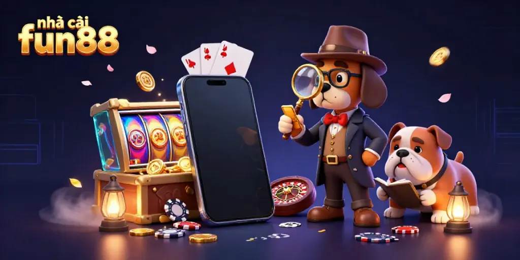 Engage with nhà cái fun88 through an exciting 3D casino scene highlighting gaming adventures.