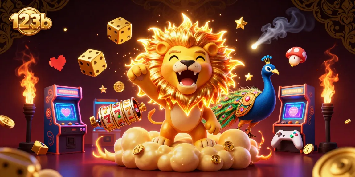 Engage with 123b's exciting gaming world in this vibrant 3D casino illustration.