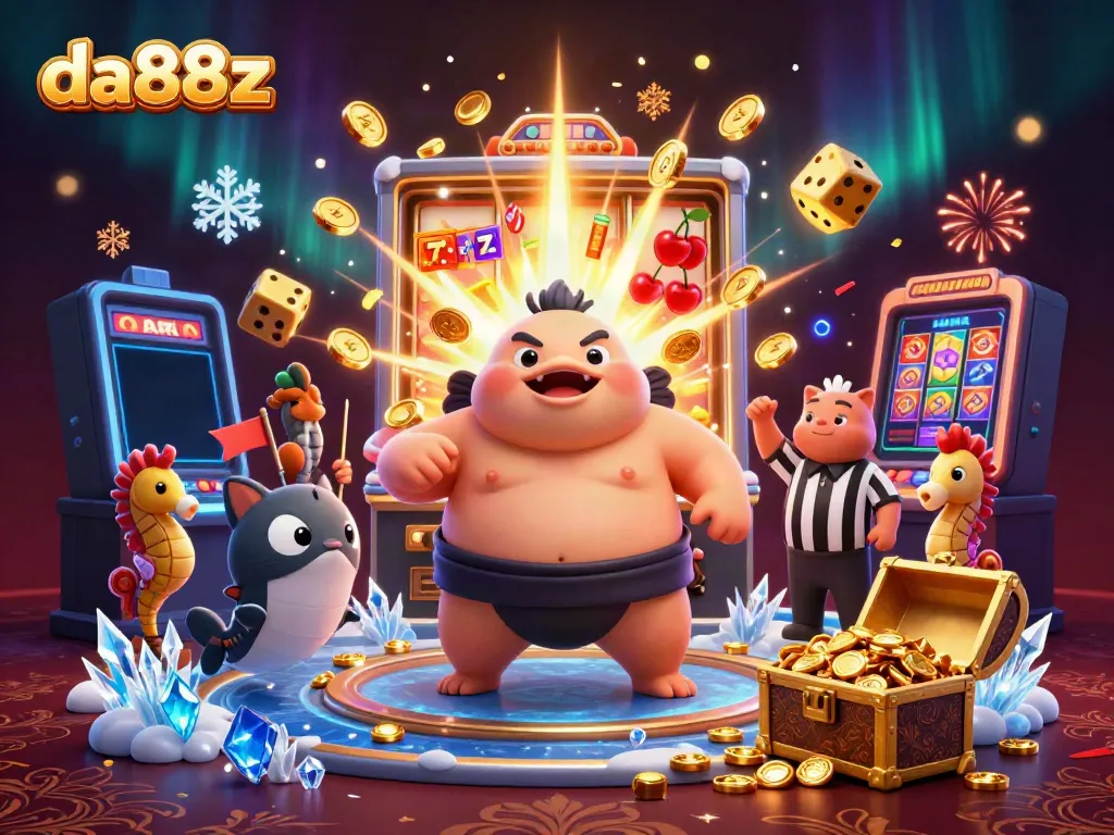 Experience the thrilling slot action at DA88z with a lively underwater casino scene.