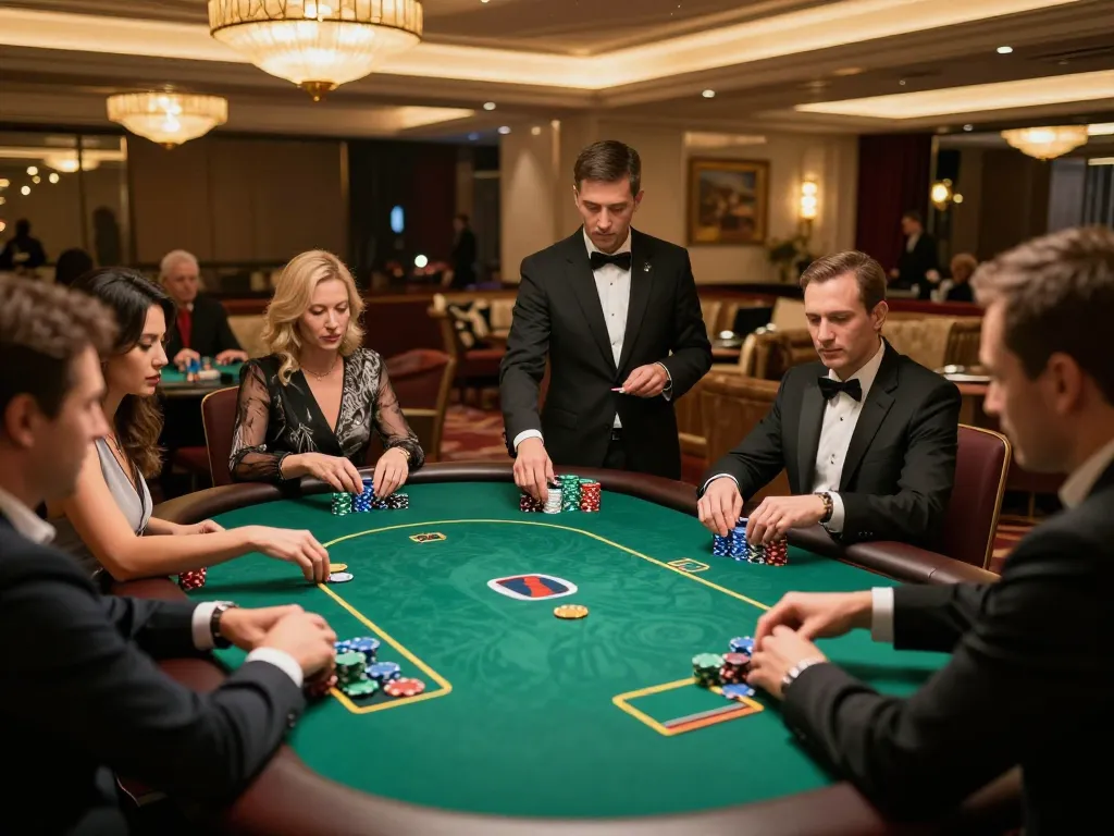 Players engage in high-stakes poker games at XX88 VIP casino area, highlighting strategic moments and luxury.