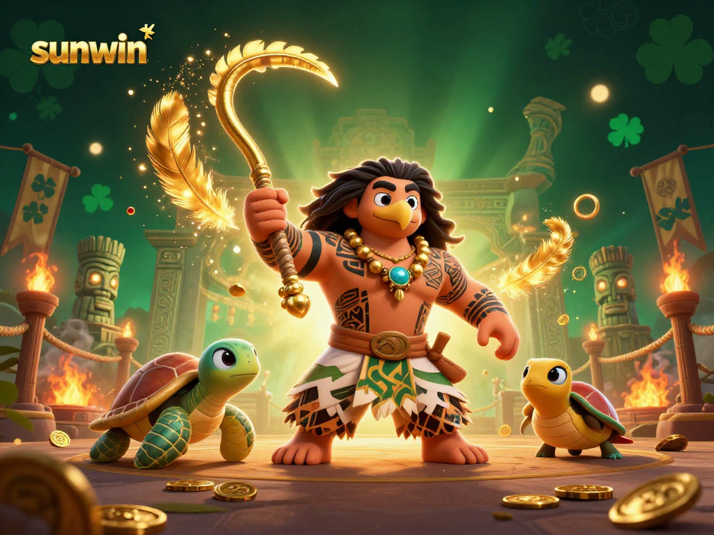 Engage with exciting games at sunwin, featuring a thrilling casino scene with vibrant characters and elements.