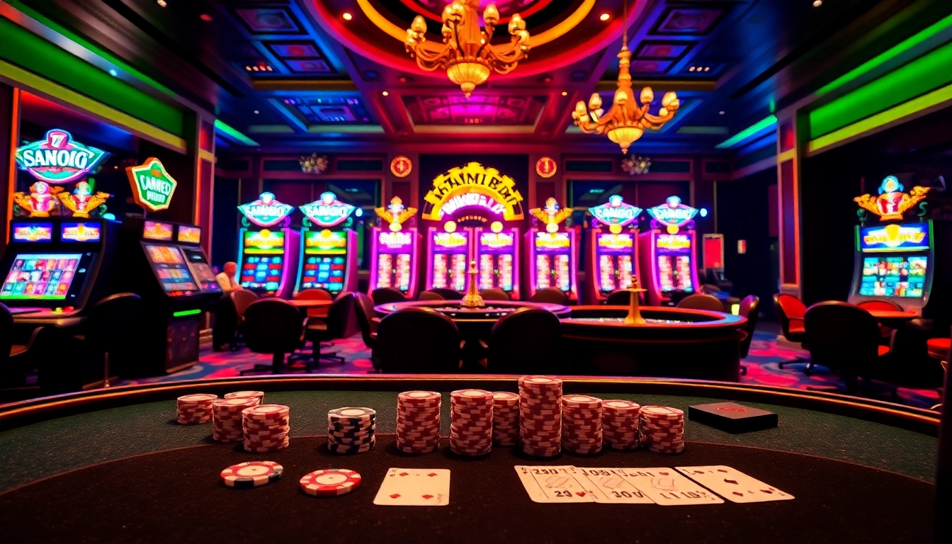 Experience a thrilling poker game scene at https://red88.hot/ with vibrant casino elements and luxury surroundings.