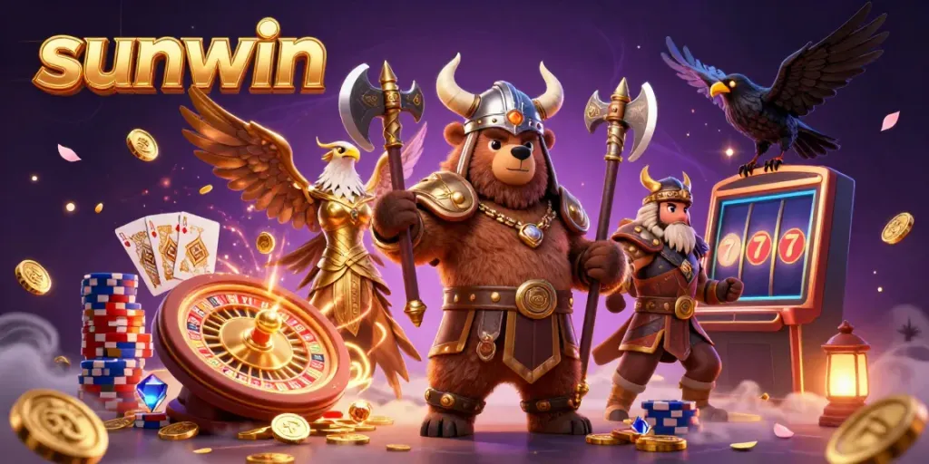 Experience the allure of sunwin with vibrant casino elements and enchanting characters in action.