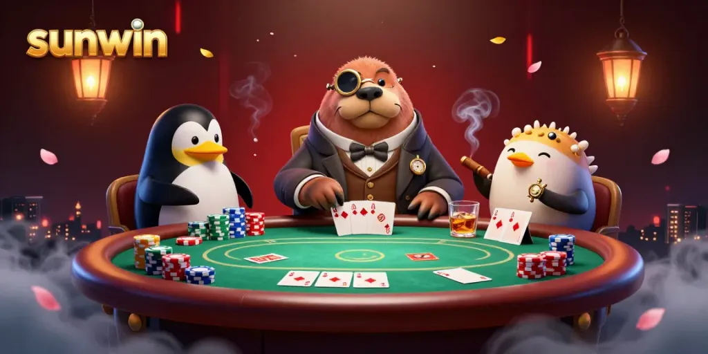 Engage with sunwin by experiencing underwater poker with a jolly walrus, penguin dealer, and a bluffing pufferfish.