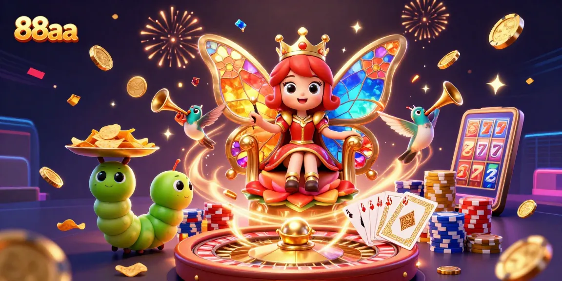 Experience the magic of 88aa with vibrant casino elements and celebration in this artistic digital scene.