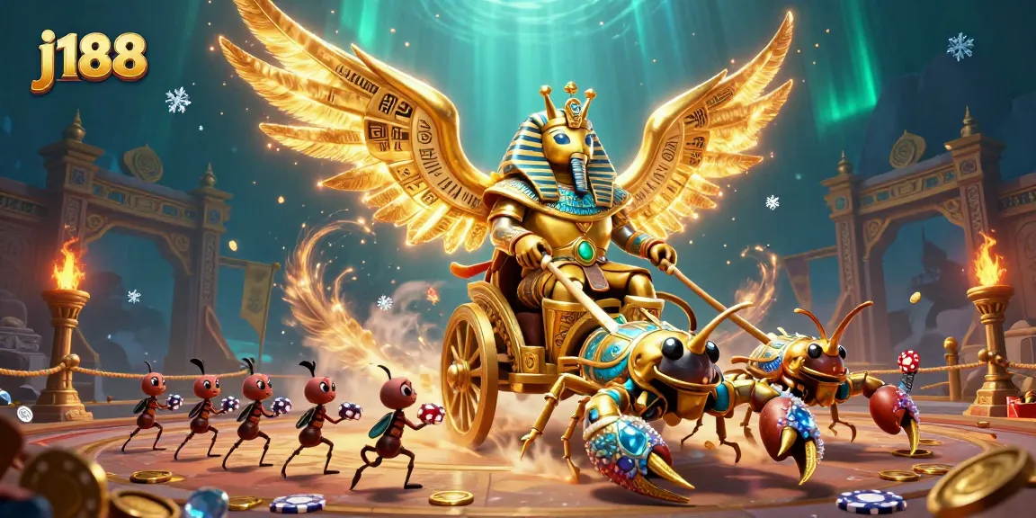 Engage with j188's thrilling gameplay illustrated with a dynamic casino-themed scene featuring unique characters.